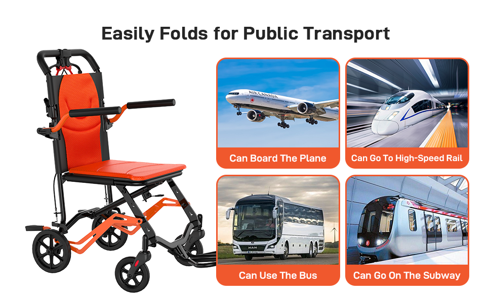 GARVEE Portable Lightweight Folding Transport Chair Features