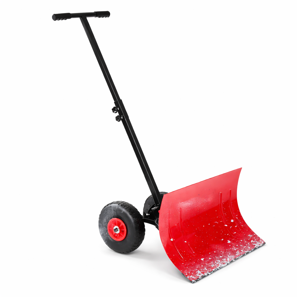 PPG_33VNP28Y_d8291a53-664f-4616-acb2-177e4b4fa756-1 Garvee Snow Shovel with Wheels,29.1 in w x 19.3" h Heavy Duty Snow Pusher for Driveway,Ergonomic Snow Pusher Shovel with Snow Removal Adjustable Angle & Height Handle for Driveway, Pavement,Red - Image 1