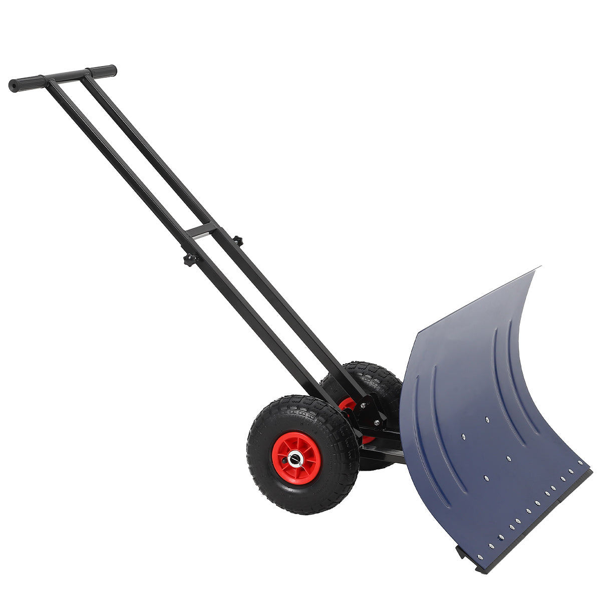 PPG_346A6ARR-1 Garvee 29"W X 20"H Metal Snow Shovel for Driveway, Large Ergonomic Snow Pusher Shovel with Wheels & Adjustable Angle Blade, Perfect for Doorway, Sidewalk & Garden, Navy Blue - Image 1