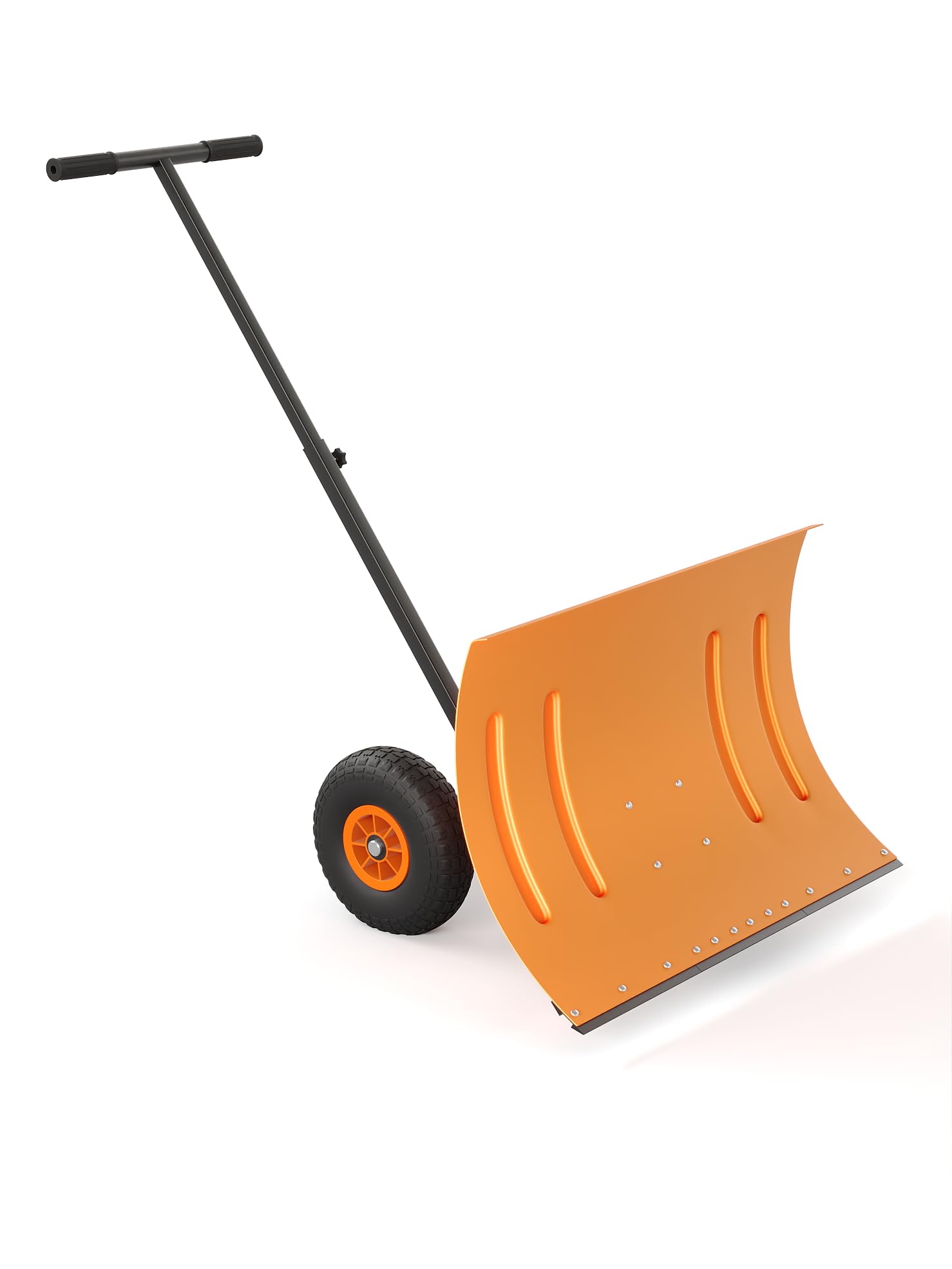 cimage_6205f96a6a1b24ca-1 Garvee 29"W X 20"H Snow Shovel with Wheels Heavy Duty Steel 5-Position Adjustable Handle Anti-Skid Tires Quick Assembly for Driveway and Sidewalk - Image 1