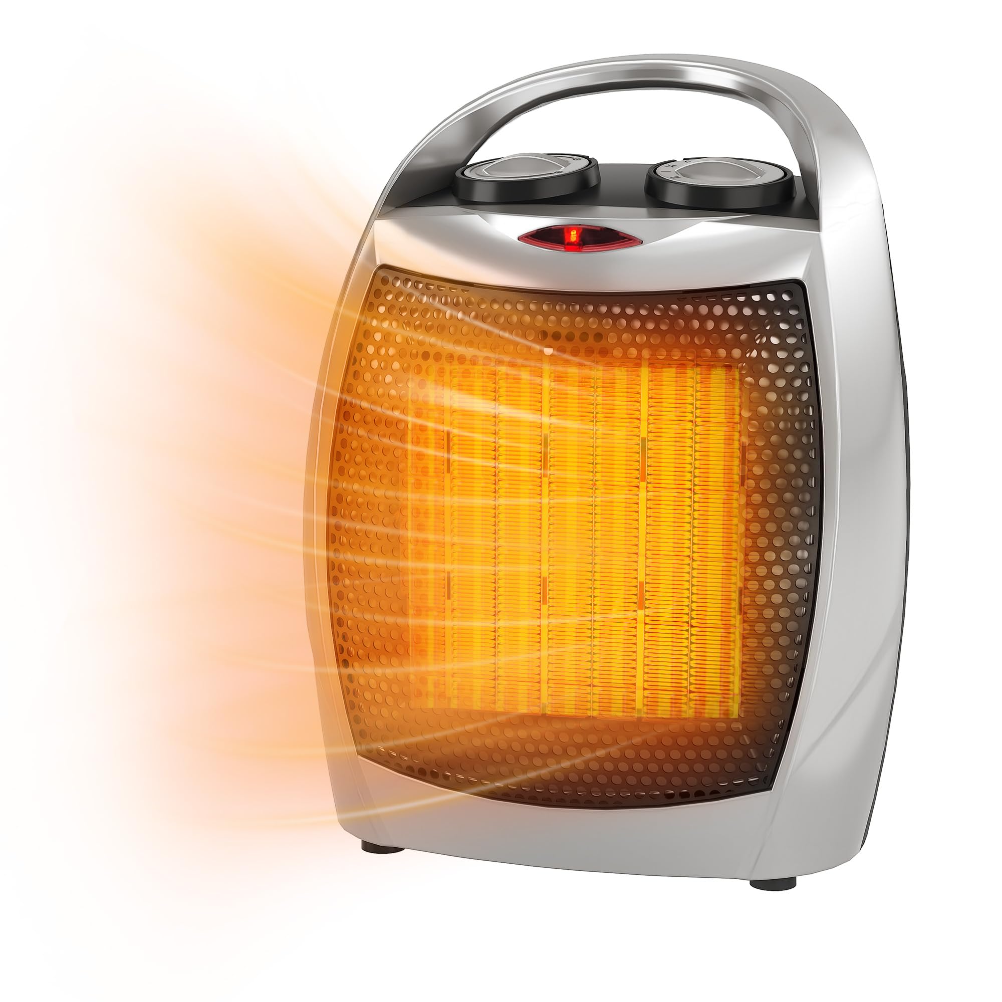 cimage_acce2ba1db3a91f6-1 Garvee Fan Heater Ceramic 1500W/750W Safe Quiet Thermostat Portable Silver for Office Desk Home - Image 1