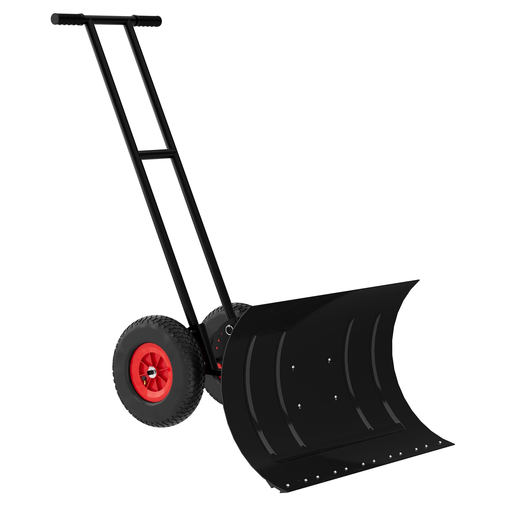 fe17549866836138515-1 Garvee 40" x 16.5" Snow Pusher with Wheels - Heavy Duty Metal Snow Shovel for Driveway, Adjustable Handle & Angle - Ergonomic Double Rod Design - Efficient Snow Removal for Sidewalks & Decks - Image 1