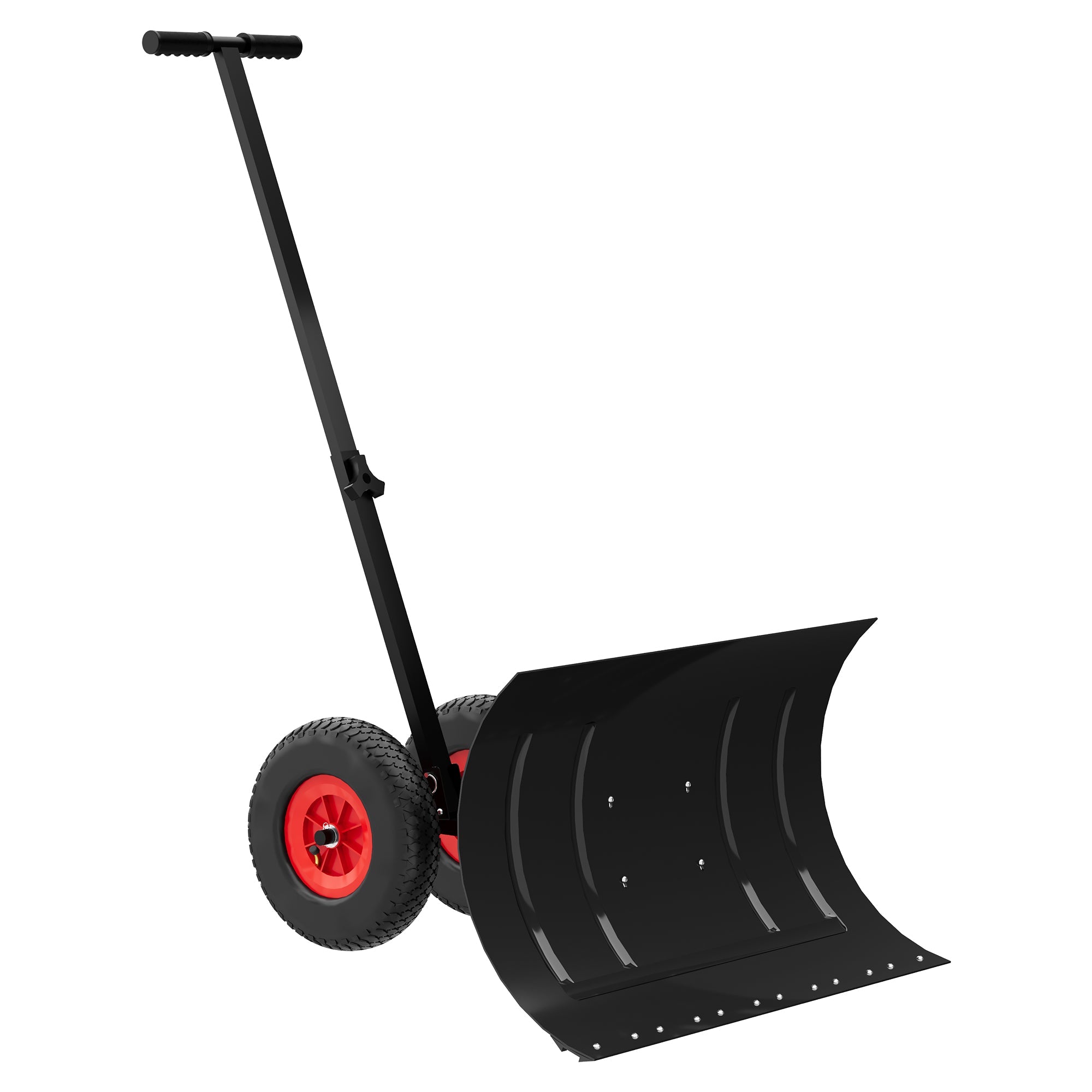 fe17549877405974568_deec5b94-5f66-49ae-9982-60cef4d2e081-1 Garvee 29" W x 16.5" H Heavy-Duty Wheeled Snow Pusher Shovel - Adjustable Handle Height & Blade Angle for Effortless Driveway & Pavement Snow Removal - Image 1