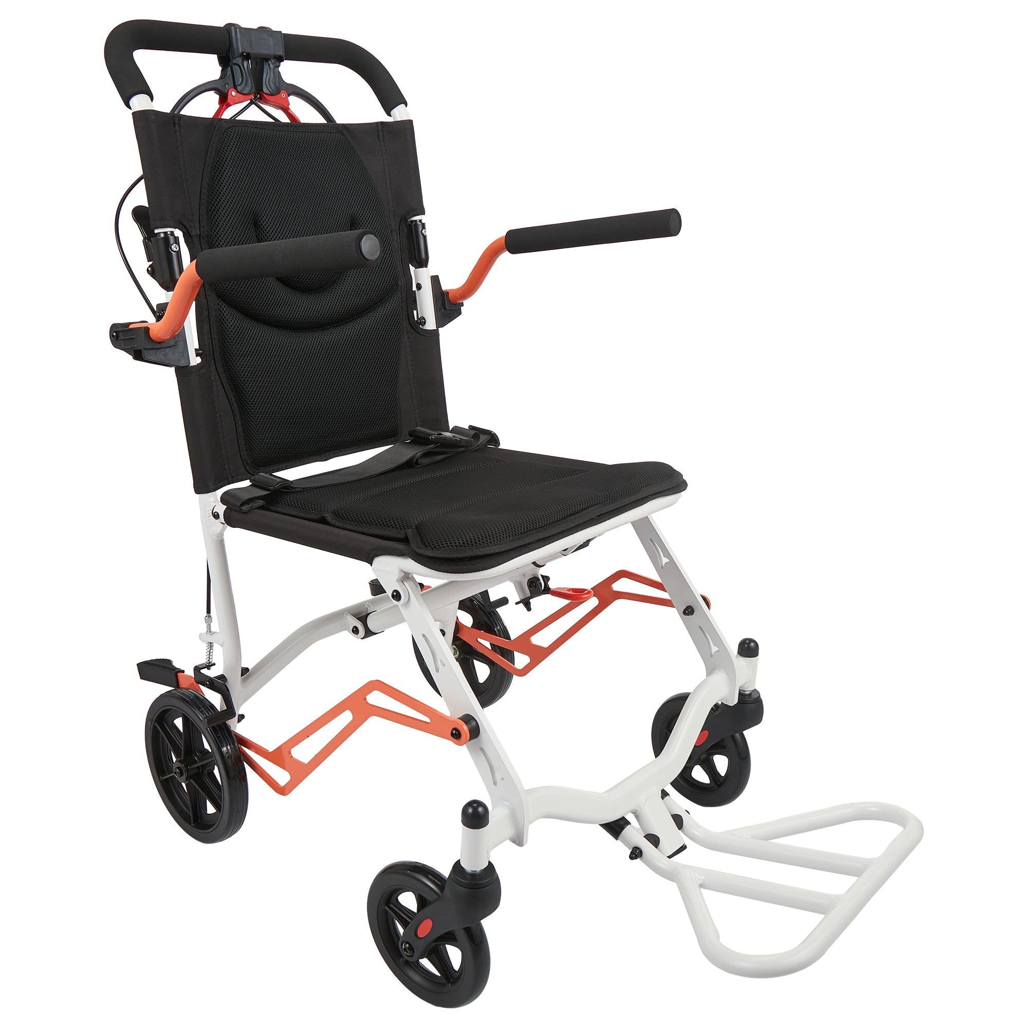 fe17613634465044861-1 Garvee Ultra Lightweight 18 lbs Transport Wheelchair, Portable Folding Chair with Locking Handbrake, Removable Flip-Back Armrests & Swing-Away Footrests, Supports 220 lbs - Image 1