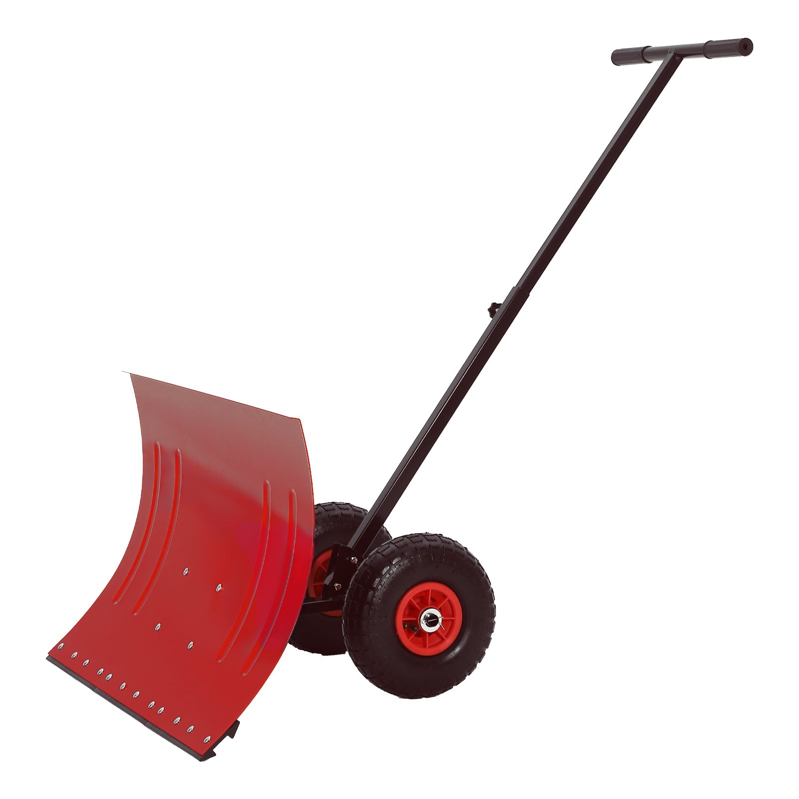 fe17643984891112425-1 Garvee 29"W X 20"H Snow Shovel with Wheels for Driveway Adjustable Snow Pusher with 5-Position Angle & Height Handle, Ergonomic Back-Saving Snow Removal Tool for Sidewalks, Yards & Patios - Red - Image 1
