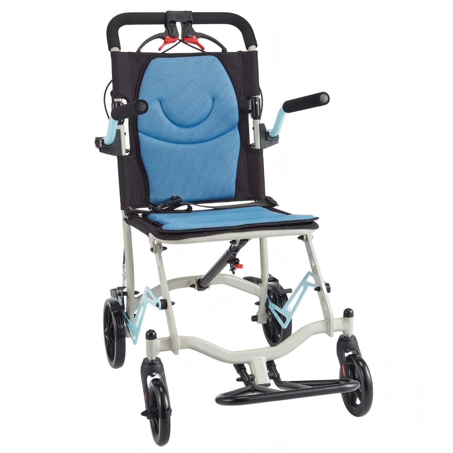 x_1-1 Garvee Lightweight Wheelchair with Locking Handbrake, Portable Folding Transport Wheelchair with Removable Flip Armrests & Swinging Footrests, Load Weight Up to 220 LB, for Travel, Camping, Airplane - Image 1